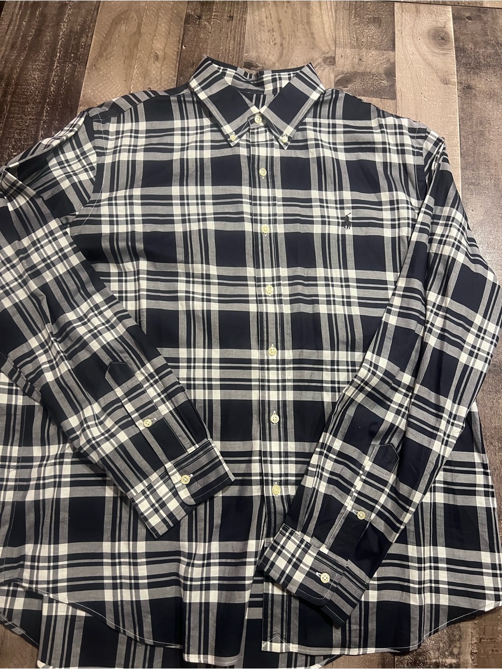 Ralph Lauren Navy and White Plaid Button-Down Shirt NNT